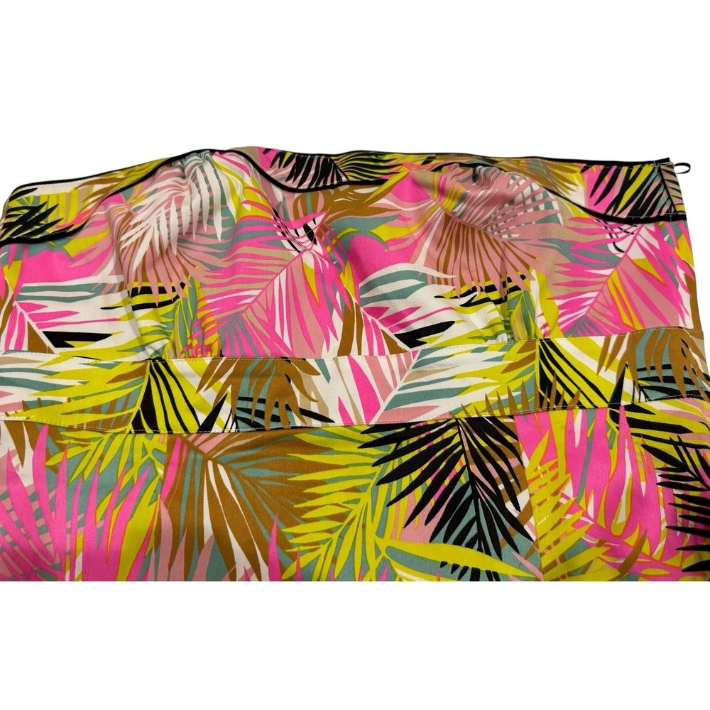 H&M‎ Strapless Tropical Palm Print Dress Size 14 Sweetheart A-Line - Picture 4 of 16